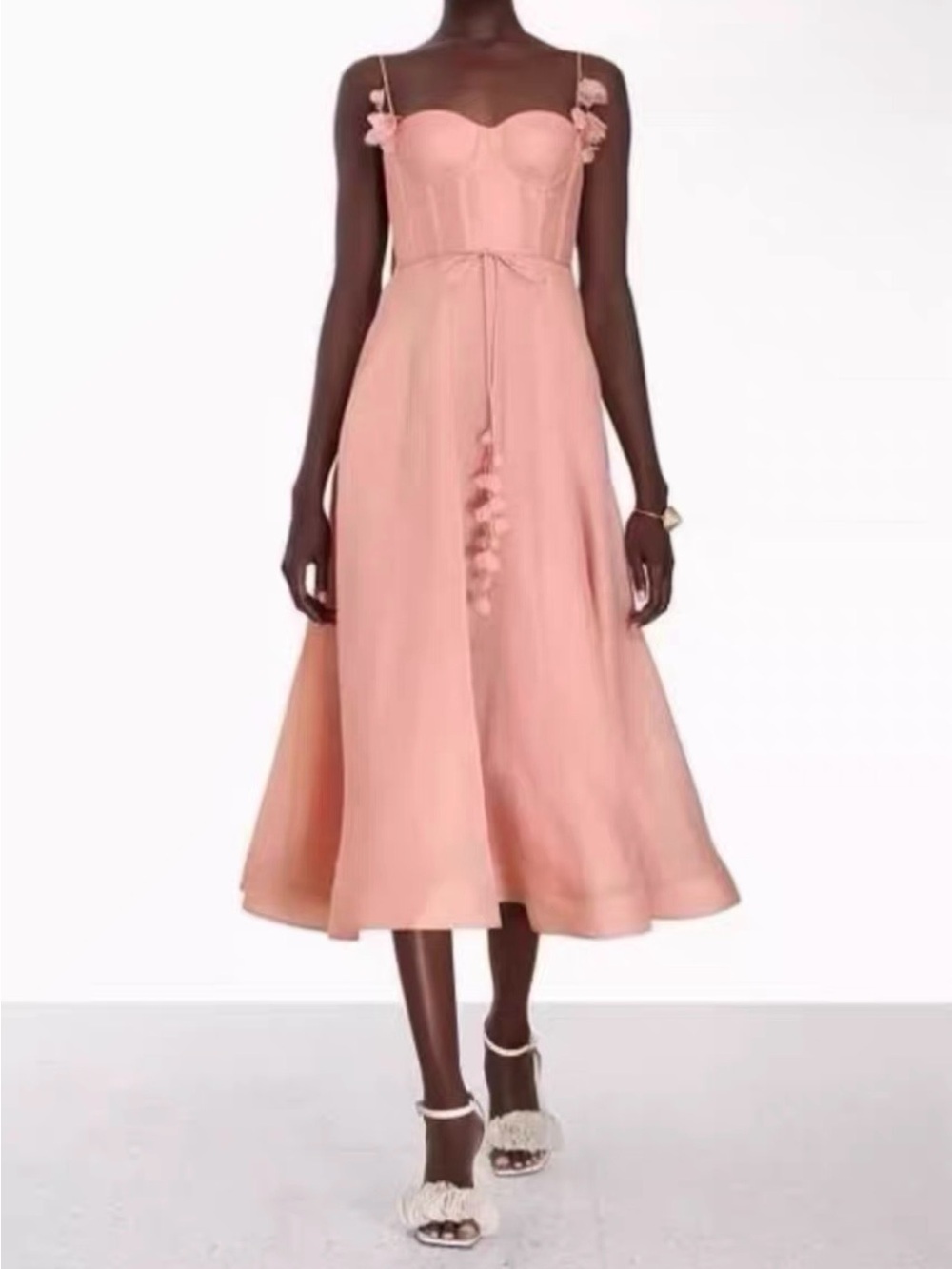 Zimmermann Elegant Blush Midi Dress with Spaghetti Straps size 0